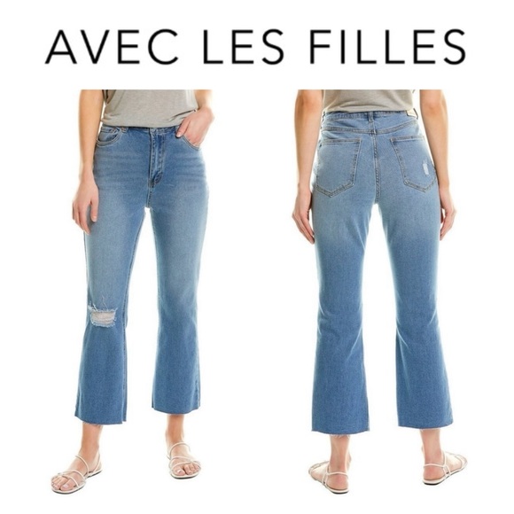 Avec Les Filles Denim - NWOT Avec Les Filles Cropped Fray Jeans in Blue